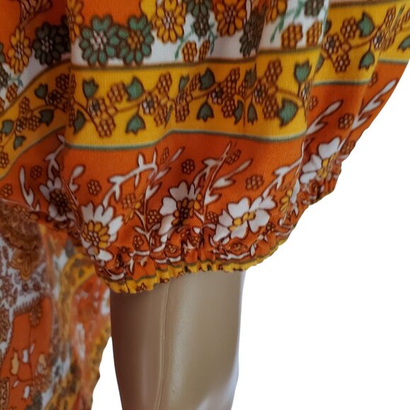 Cottage Core Peasant Boho Tunic Top Blouse Womens L Elephant Flowers Autumn Fall - Picture 8 of 16